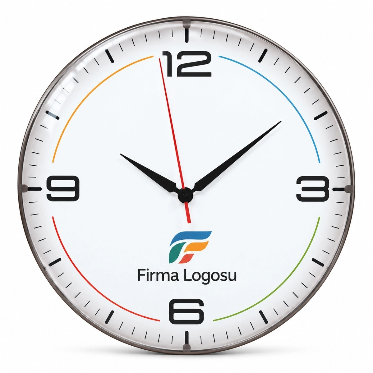 Düz Duvar Saati 35 cm - Logo Baskılı
