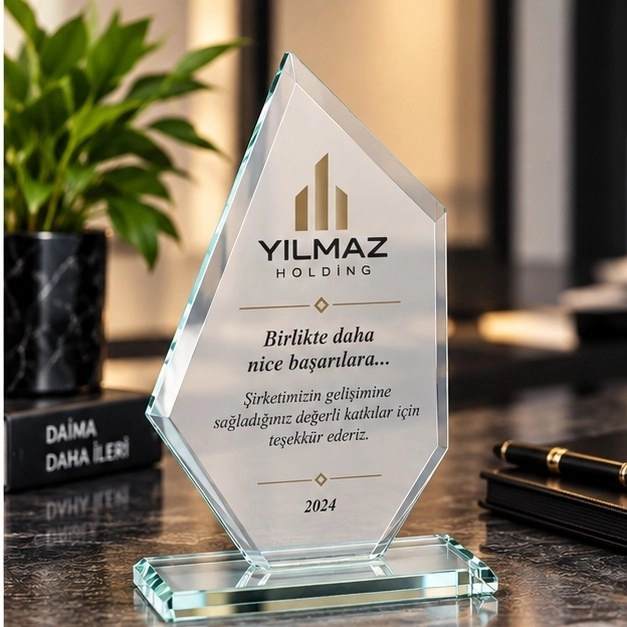 Kenarlı Kristal Plaket - Kişiye Özel Baskılı