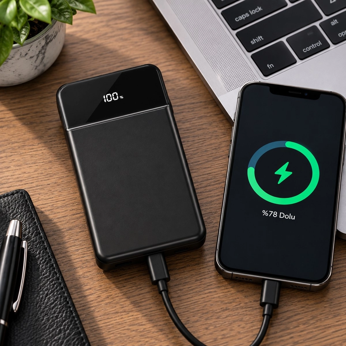 MagSafe Powerbank 13.000 mAh - Işıklı Logo