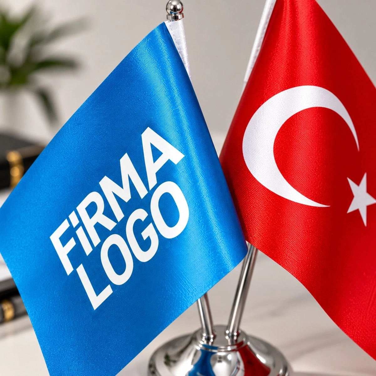 Masa Bayrağı 15x22,5 cm - Logo Baskılı
