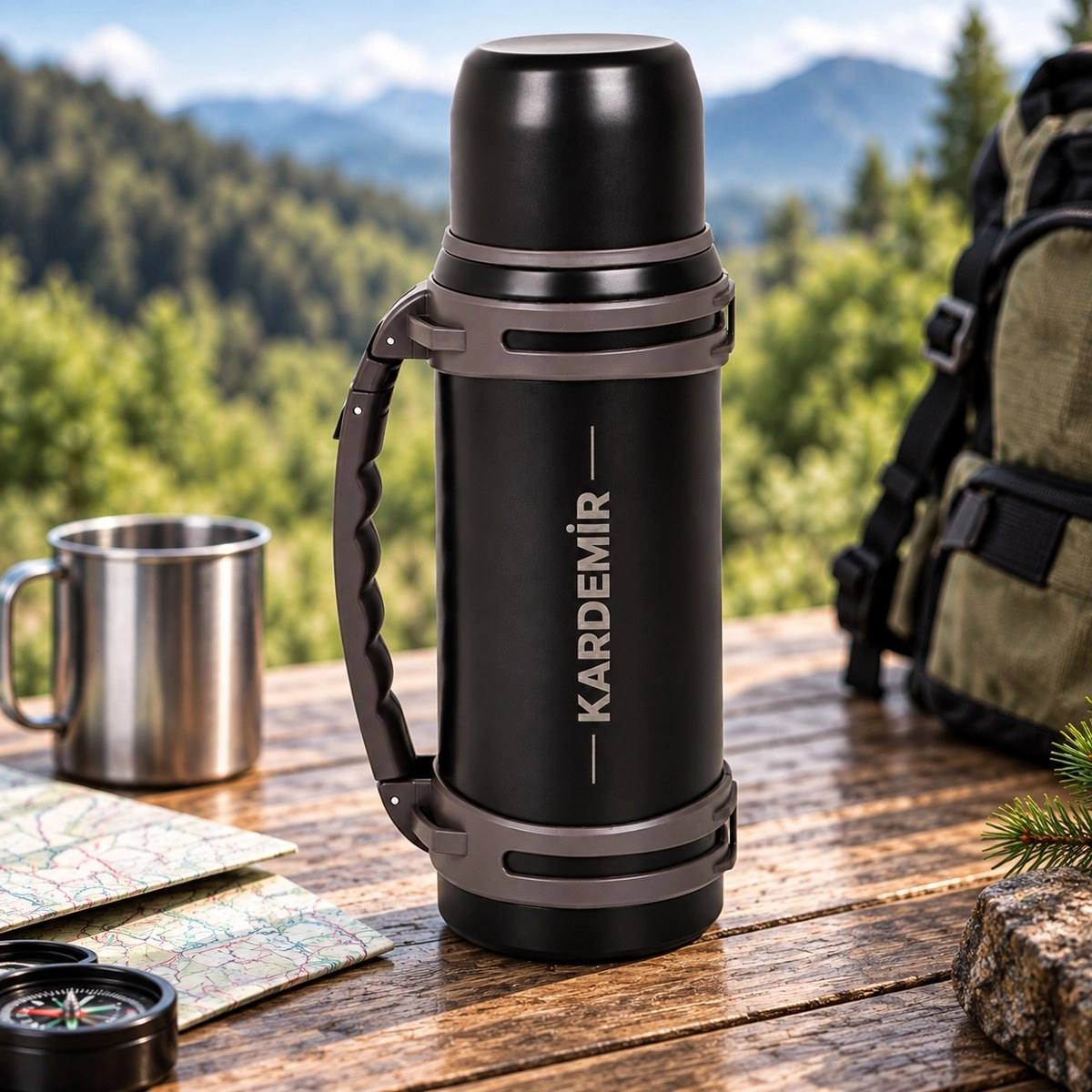 Mega Termos 1000 ml - Lazer Logo Baskılı