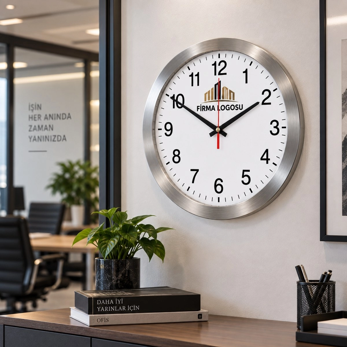 Metal Duvar Saati 35 cm - Logo Baskılı