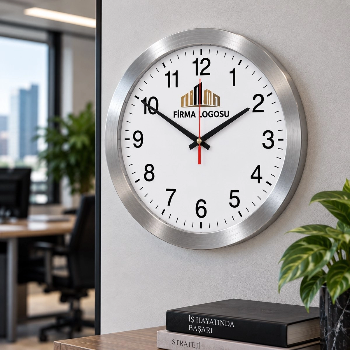 Metal Duvar Saati 35 cm - Logo Baskılı