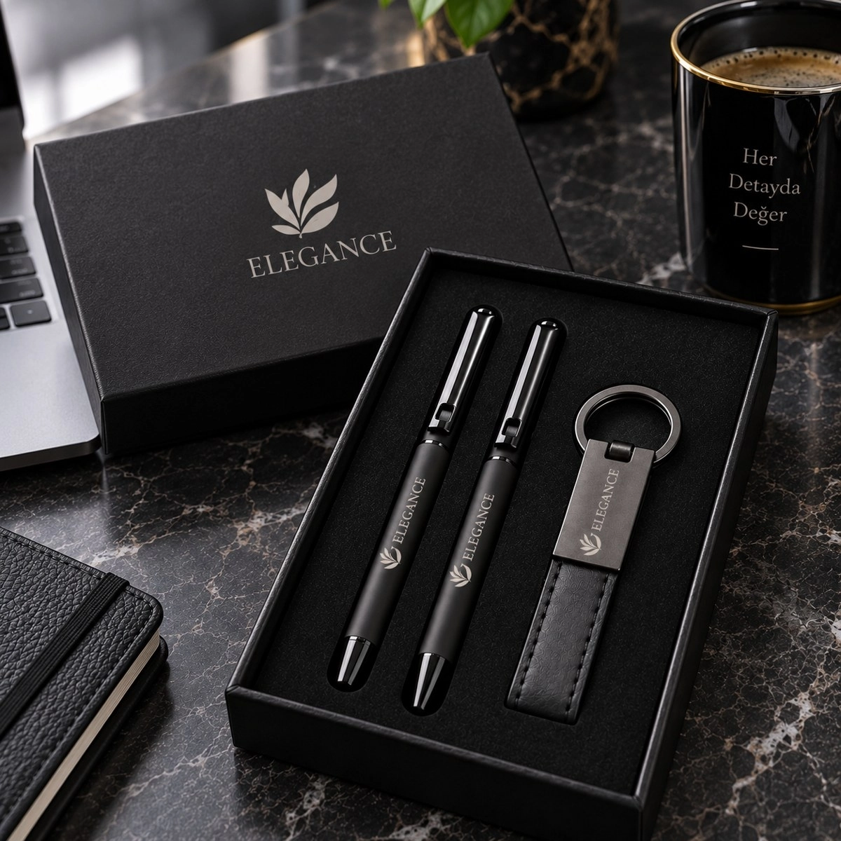 VIP Kalem ve Anahtarlık Seti - Logo Baskılı