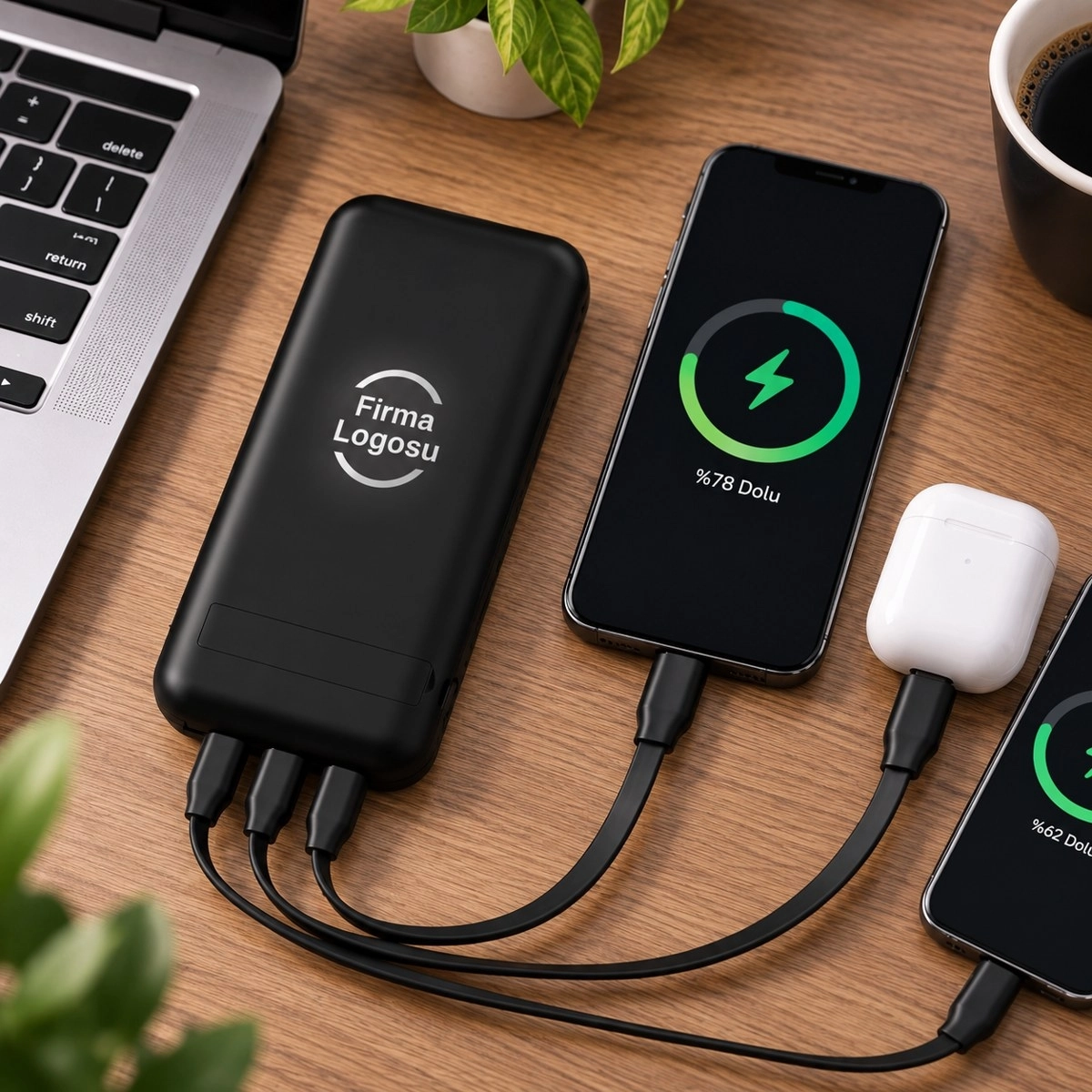 Powerbank 10.000 mAh - Işıklı Logo Baskılı