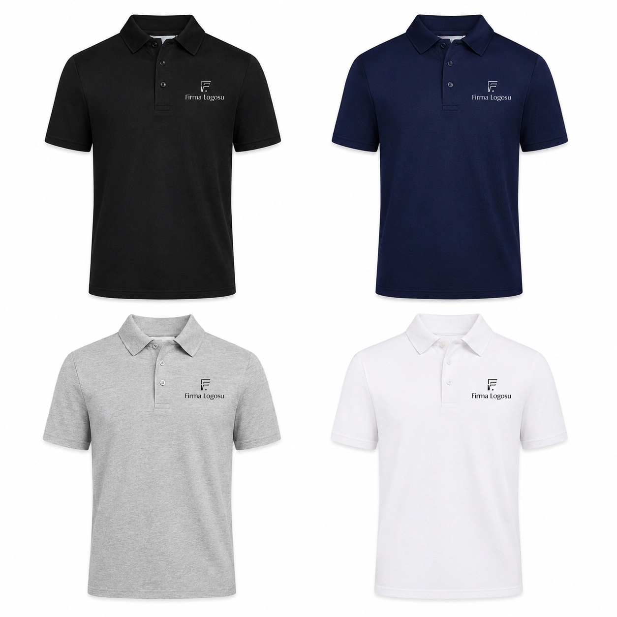 Polo Yaka Tişört 10 Adet - Logo Baskılı