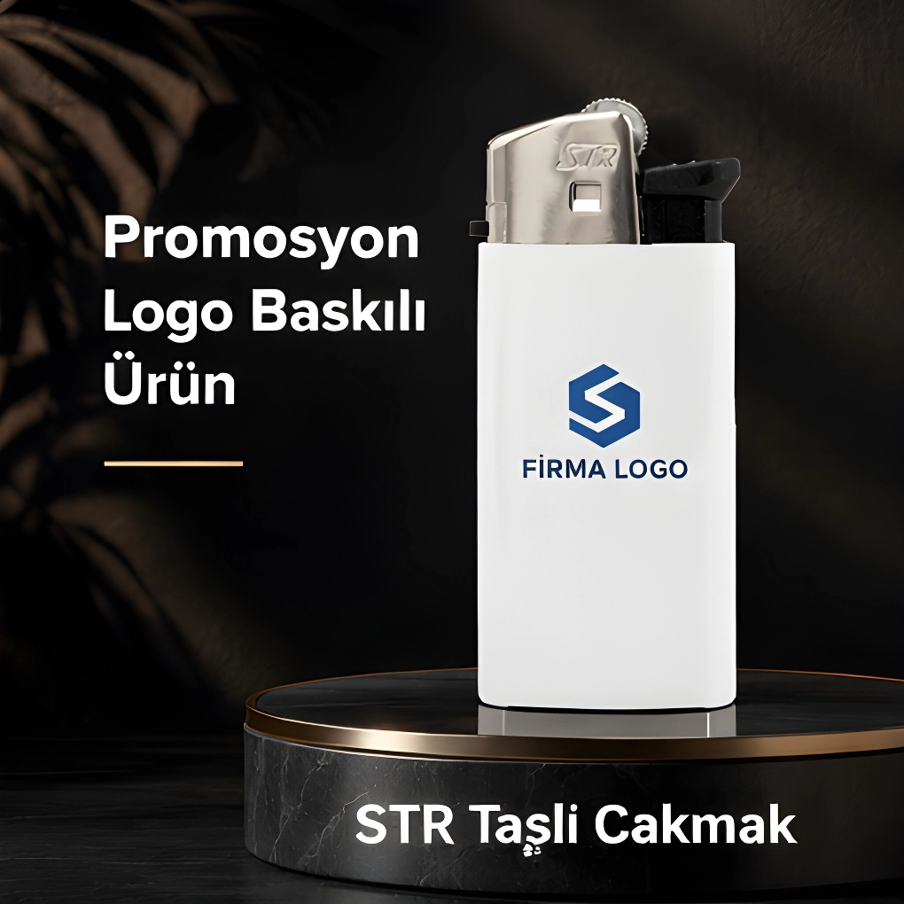 STR Eko Taşlı Çakmak 250 Adet - Logo Baskılı