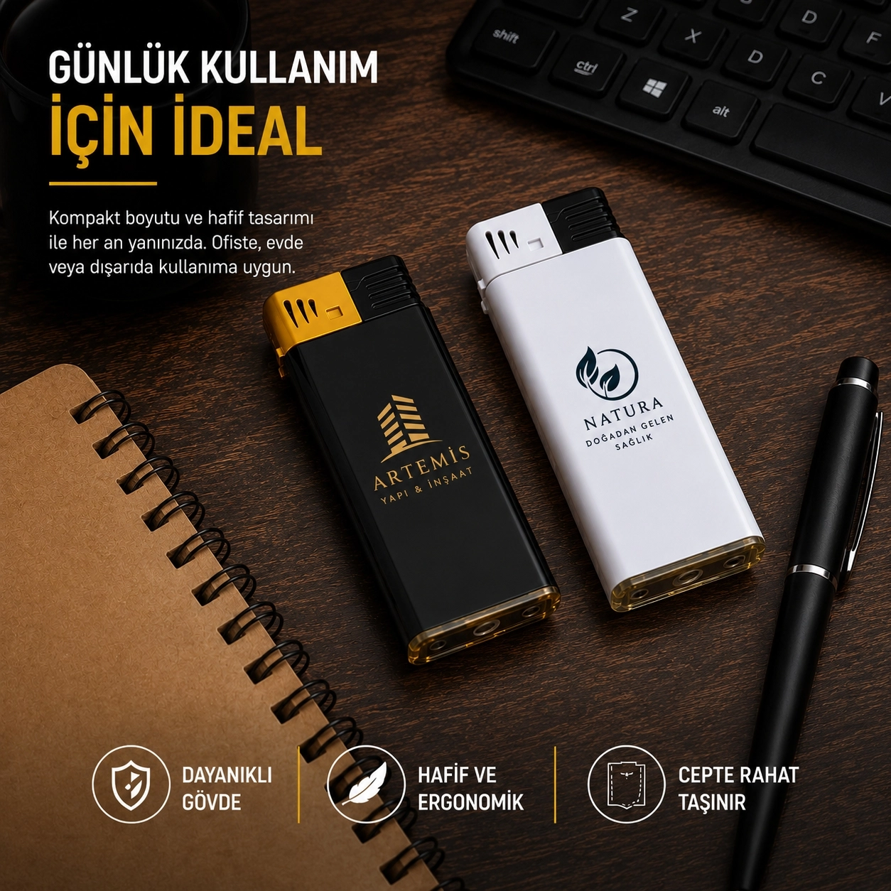 STR Metal Turbo Çakmak 200 Adet - Logo Baskılı