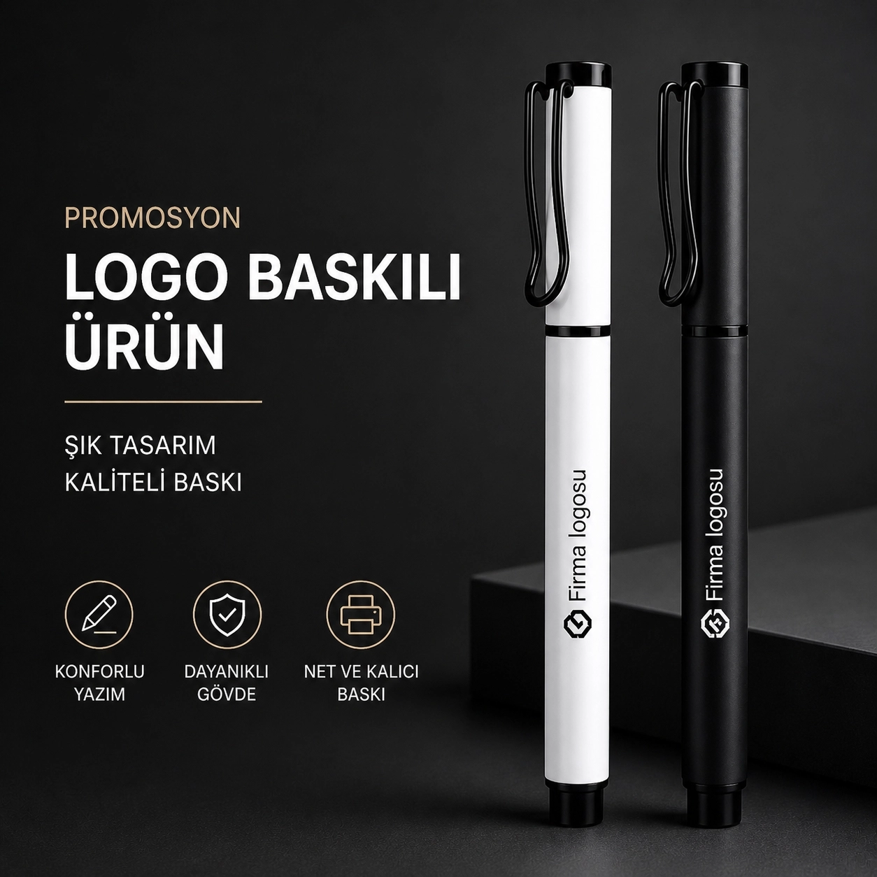 Neo Jel Uçlu Metal Kalem 100 Adet - Lazer Baskılı