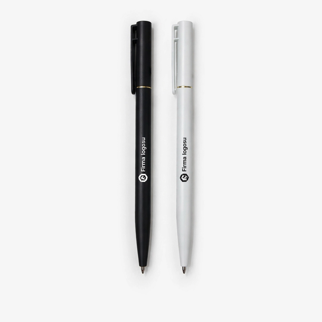 Slim Kalem 200 Adet - Logo Baskılı, Siyah Beyaz