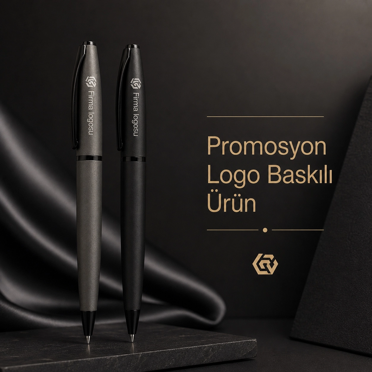 Karbon Metal Kalem 100 Adet - Lazer Baskılı