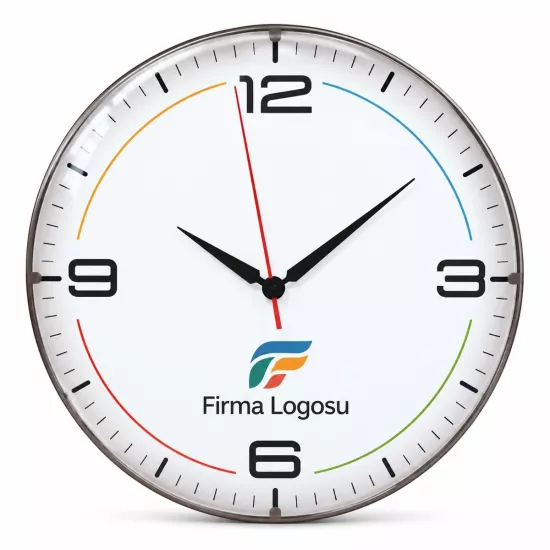 Düz Duvar Saati 35 cm - Logo Baskılı