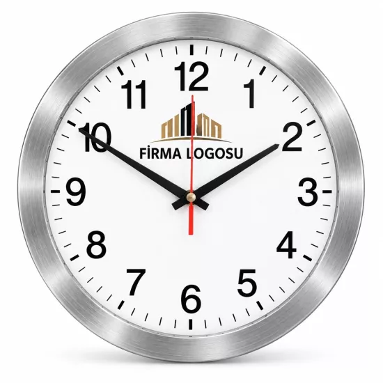 Metal Duvar Saati 35 cm - Logo Baskılı