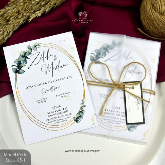 Şeffaf Zarf + İp Davetiye Model Kodu İ-ELEG-S5-1